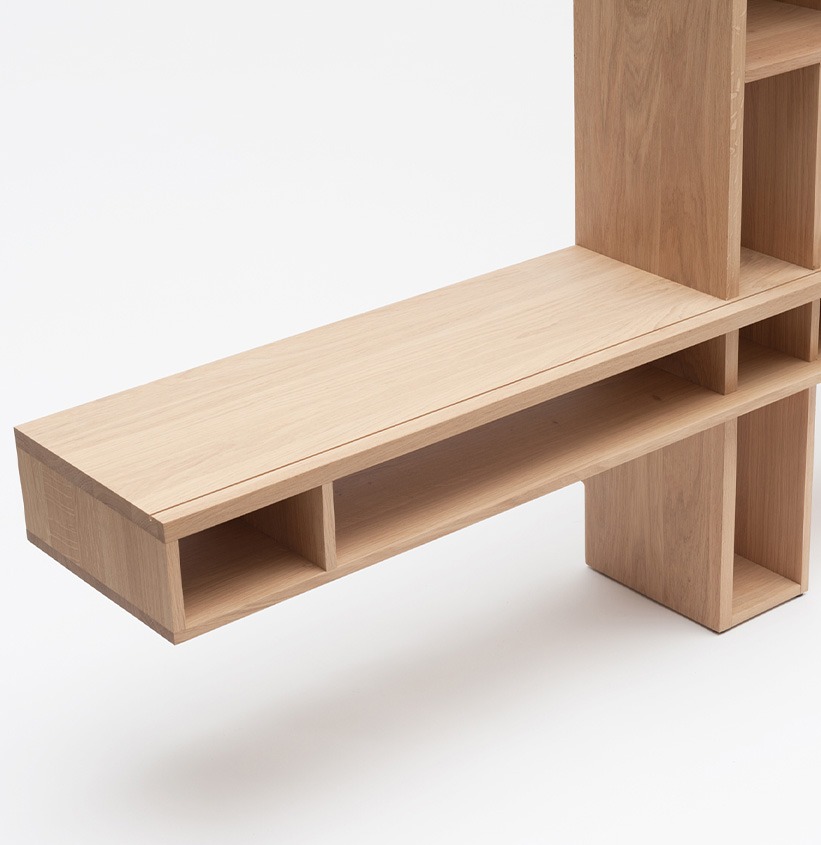 bois massif naturel chene clair meuble tv slow life avec rangement integre