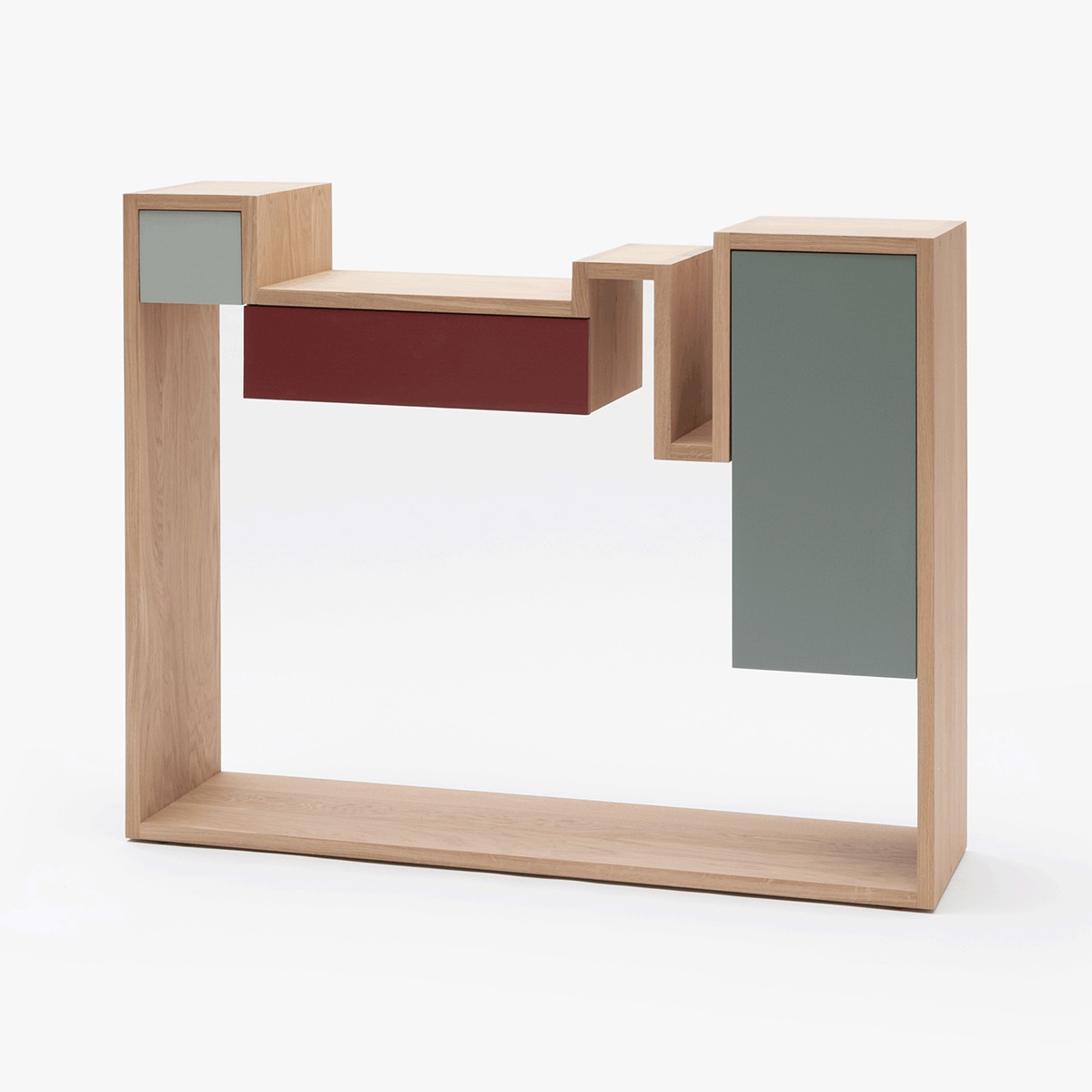 console étroite design pour petite entrée bois gris terracotta Drugeot