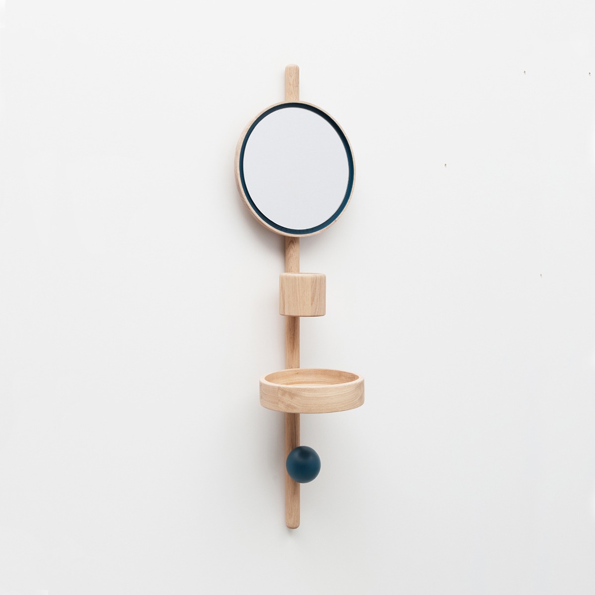 Vide poche mural avec miroir patère bois