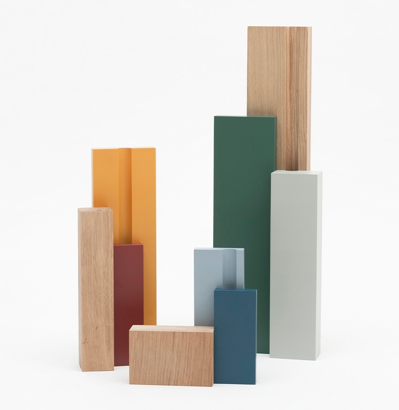 déco pièce colorée soliflore en bois massif façon ikebana