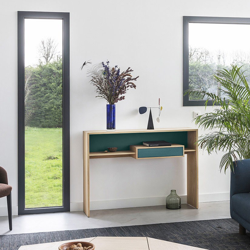 Console avec rangement MIXAGE meuble appoint rangement console Mixage couleur personnalisable mobilier sur-mesure fabrication française Drugeot Manufacture