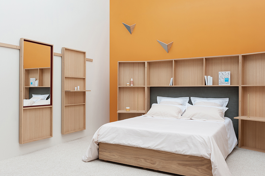 meuble. créatif en bois massif Rangement mural de chambre à coucher sur-mesure