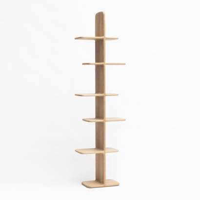 bibliothèque française en bois massif design organique meuble étagère courbes arrondies tendance 2023