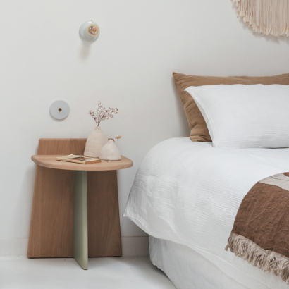 chevet design bois massif gris lin Égée