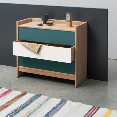 Commode Bric couleurs personnalisables meuble bois massif 3 tiroirs de rangement commode déco collection designer Studio Thomas Merlin BRIC fabrication Drugeot Manufacture