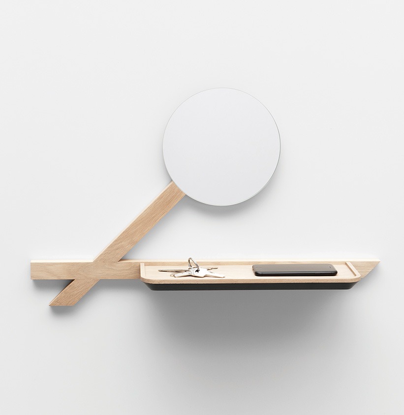 étagère murale design miroir entrée vide-poche suspendu