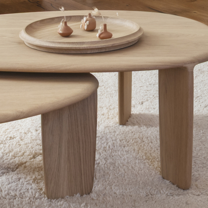 plateau rond décoratif bois massif chêne français GABI