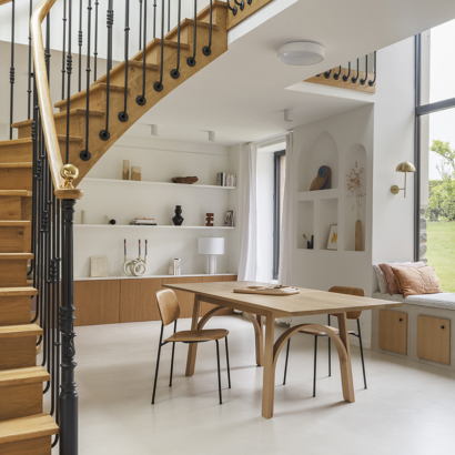 table ARCH inspiration séjour bois laiton